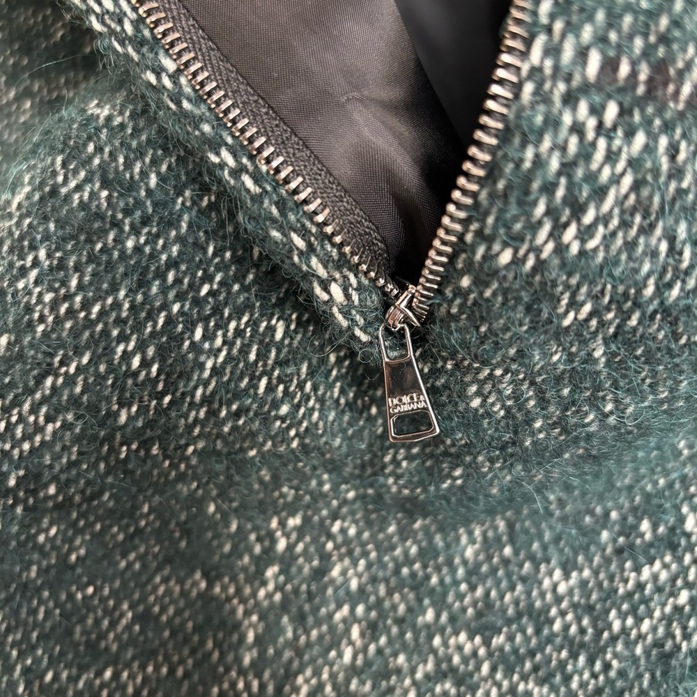 DOLCE & GABBANA GREEN TWEED COCO MINI SKIRT, Size 40/S - Picture 7 of 10